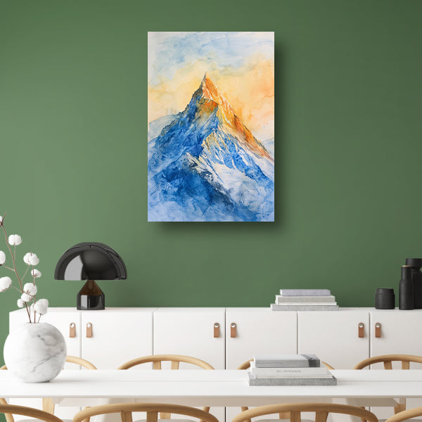Kleurrijke aquarel van majestueuze bergtop poster