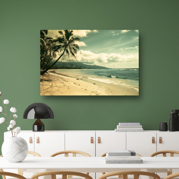 Impressionistisch Strandgezicht met Palmbomen canvas