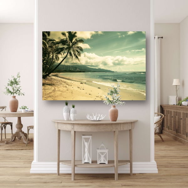 Impressionistisch Strandgezicht met Palmbomen canvas