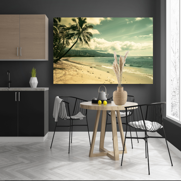 Impressionistisch Strandgezicht met Palmbomen canvas