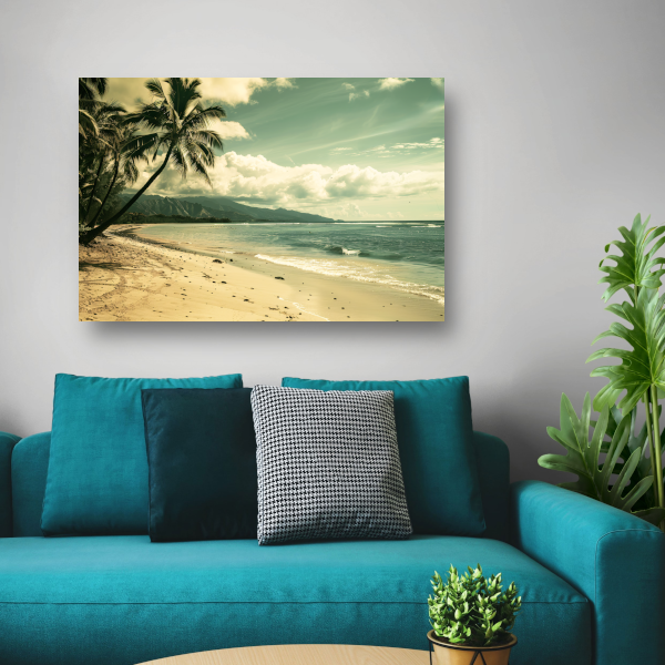 Impressionistisch Strandgezicht met Palmbomen canvas