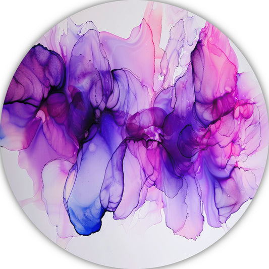 Abstracte Werveling van Paars en Blauw aluminium muurcirkel