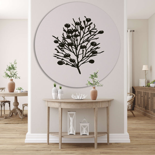 Abstracte zwart-witte natuur silhouetten aluminium muurcirkel