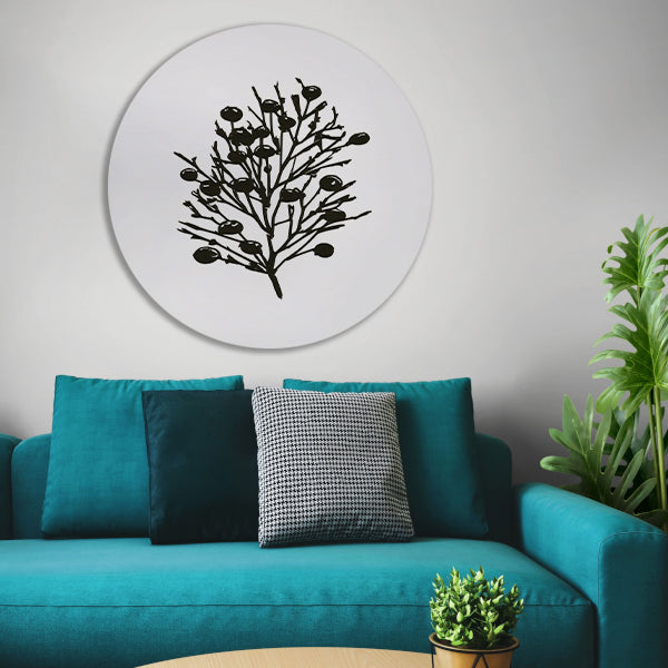 Abstracte zwart-witte natuur silhouetten aluminium muurcirkel