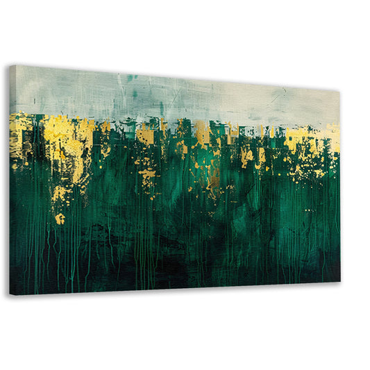 Abstract groen en goud kunst schilderij canvas