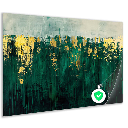 Abstract groen en goud kunst schilderij poster