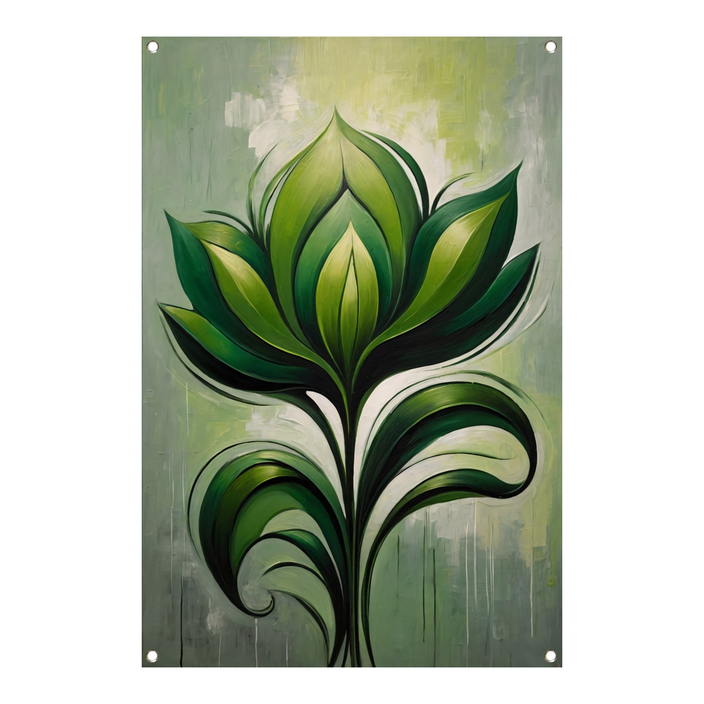 Abstracte Bloeiende Groene Bloem tuinposter