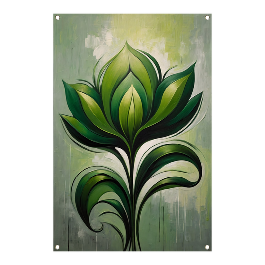 Abstracte Bloeiende Groene Bloem tuinposter