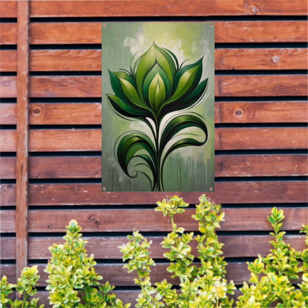 Abstracte Bloeiende Groene Bloem tuinposter