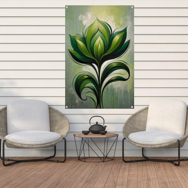 Abstracte Bloeiende Groene Bloem tuinposter