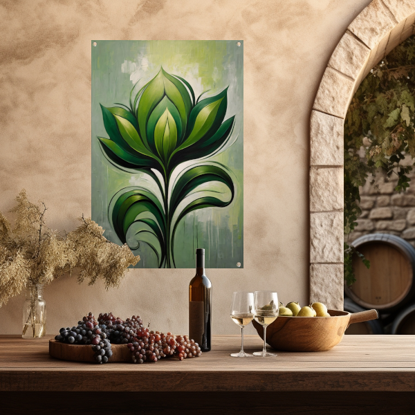 Abstracte Bloeiende Groene Bloem tuinposter