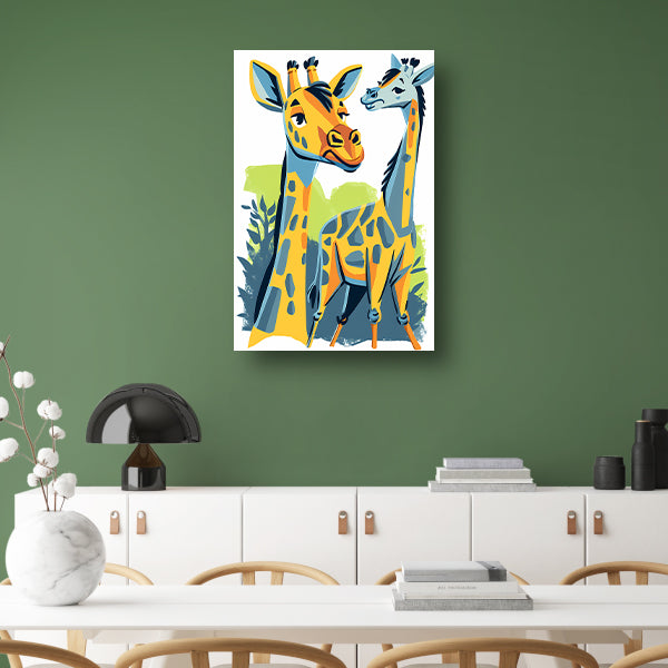 Levendige illustratie van twee giraffen poster