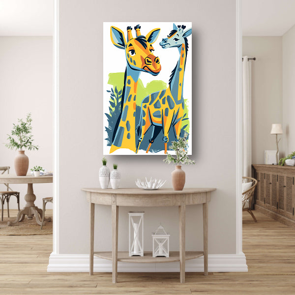 Levendige illustratie van twee giraffen poster