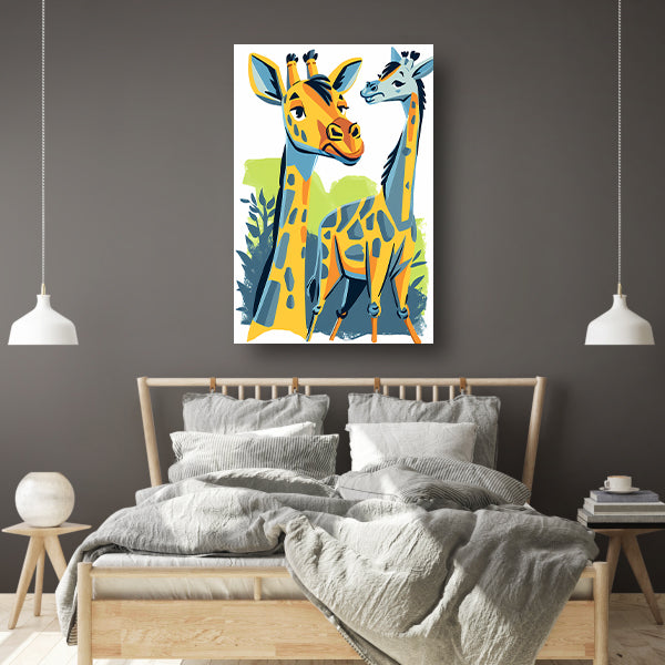 Levendige illustratie van twee giraffen poster