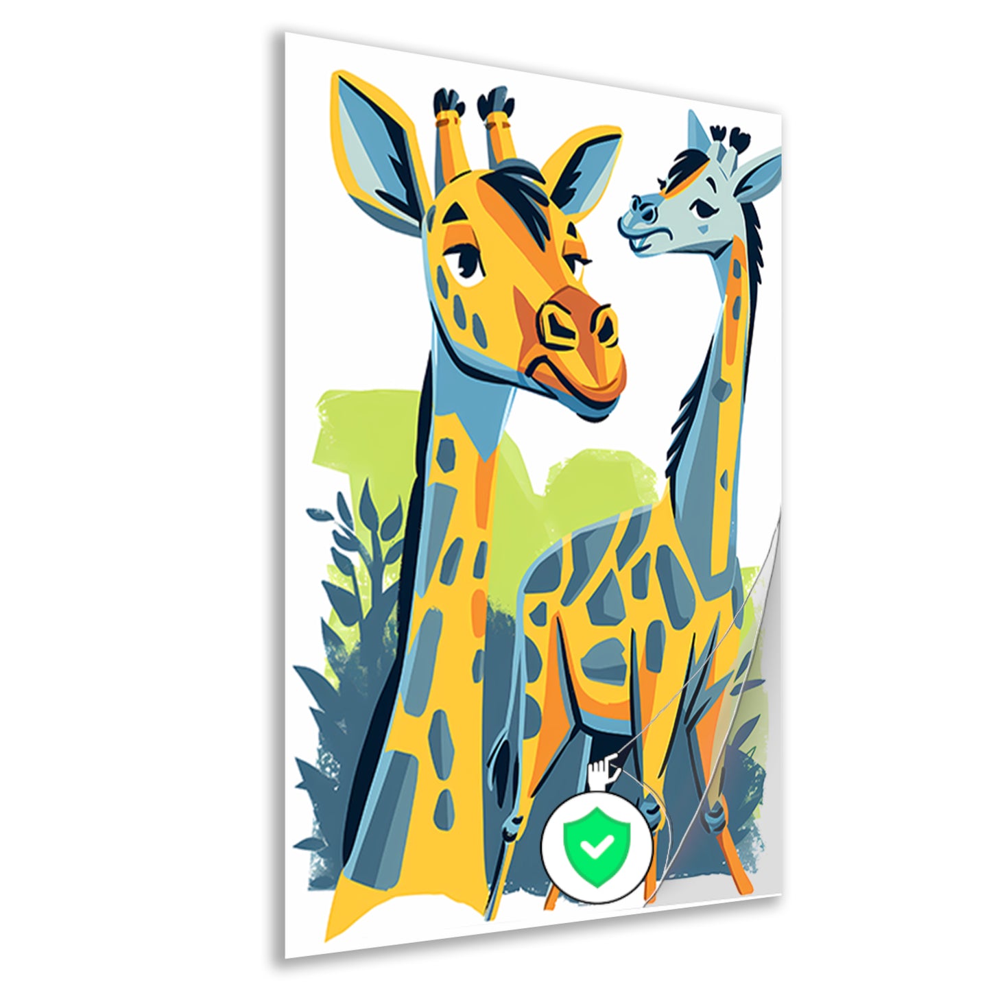 Levendige illustratie van twee giraffen poster