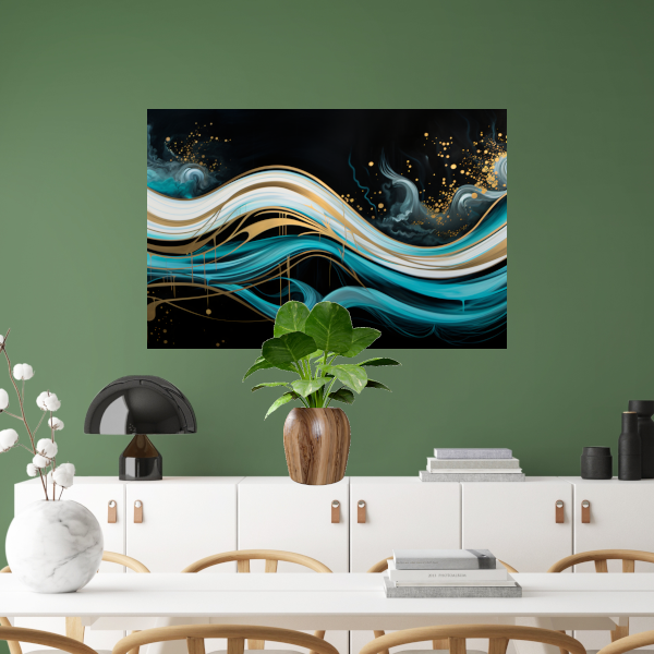 Abstracte Golven met Gouden Touch canvas