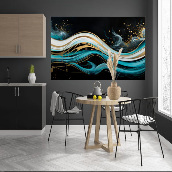 Abstracte Golven met Gouden Touch canvas