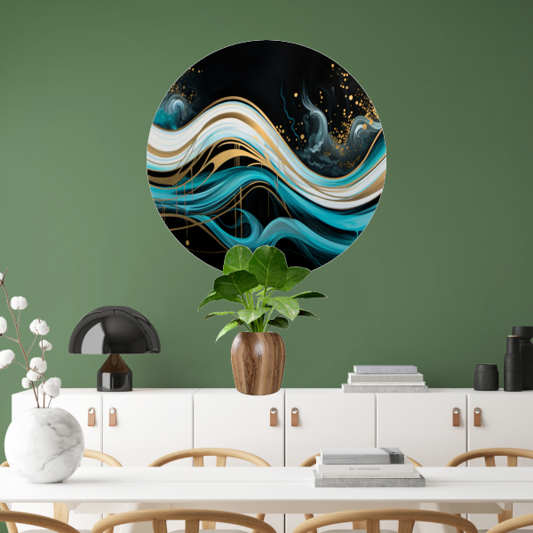 Abstracte Golven met Gouden Touch forex muurcirkel