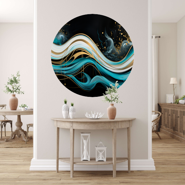Abstracte Golven met Gouden Touch forex muurcirkel