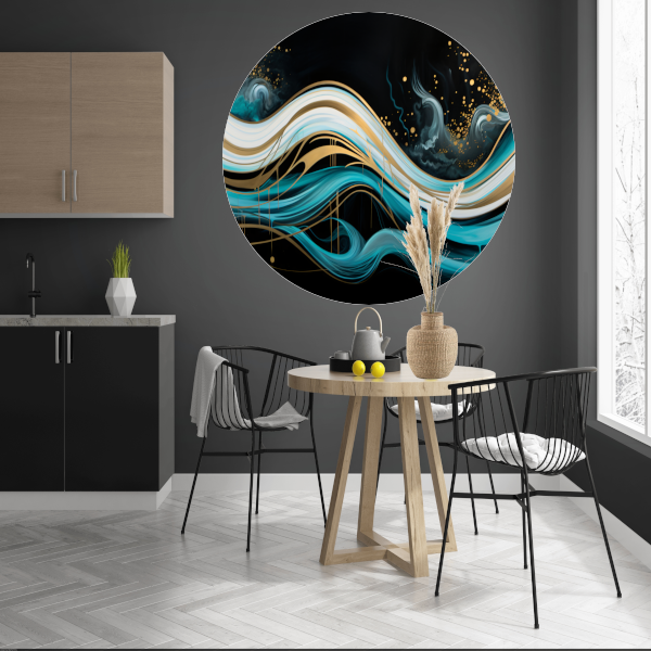 Abstracte Golven met Gouden Touch forex muurcirkel