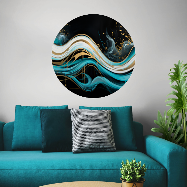 Abstracte Golven met Gouden Touch forex muurcirkel