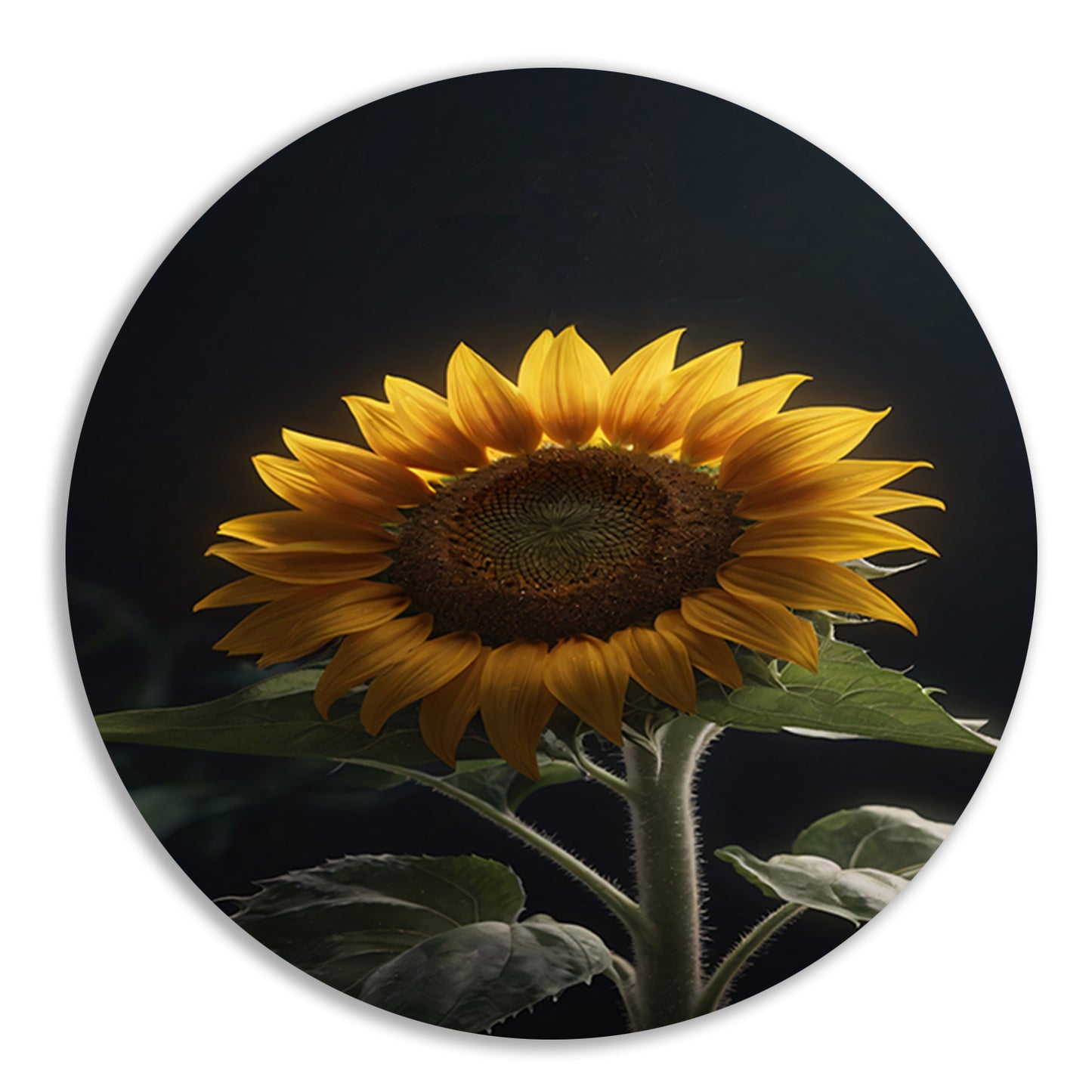 Solitaire zonnebloem in zachte verlichting forex muurcirkel