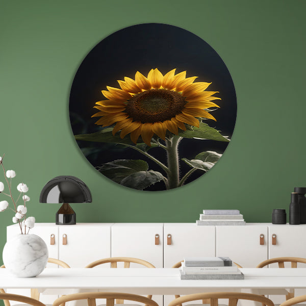 Solitaire zonnebloem in zachte verlichting forex muurcirkel