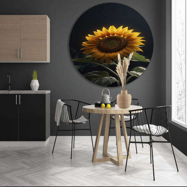 Solitaire zonnebloem in zachte verlichting forex muurcirkel