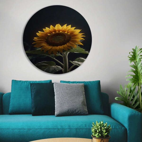 Solitaire zonnebloem in zachte verlichting forex muurcirkel