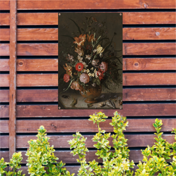 Boeket bloemen in een vaas, insecten en kleine wezens - Jacob Marrel tuinposter