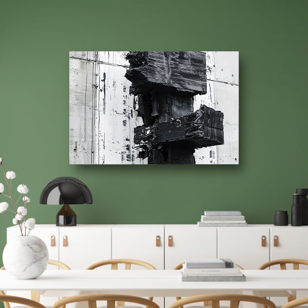 Abstract zwart-wit schilderij met texturen canvas