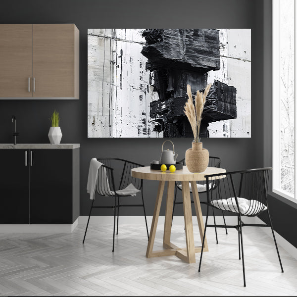 Abstract zwart-wit schilderij met texturen canvas