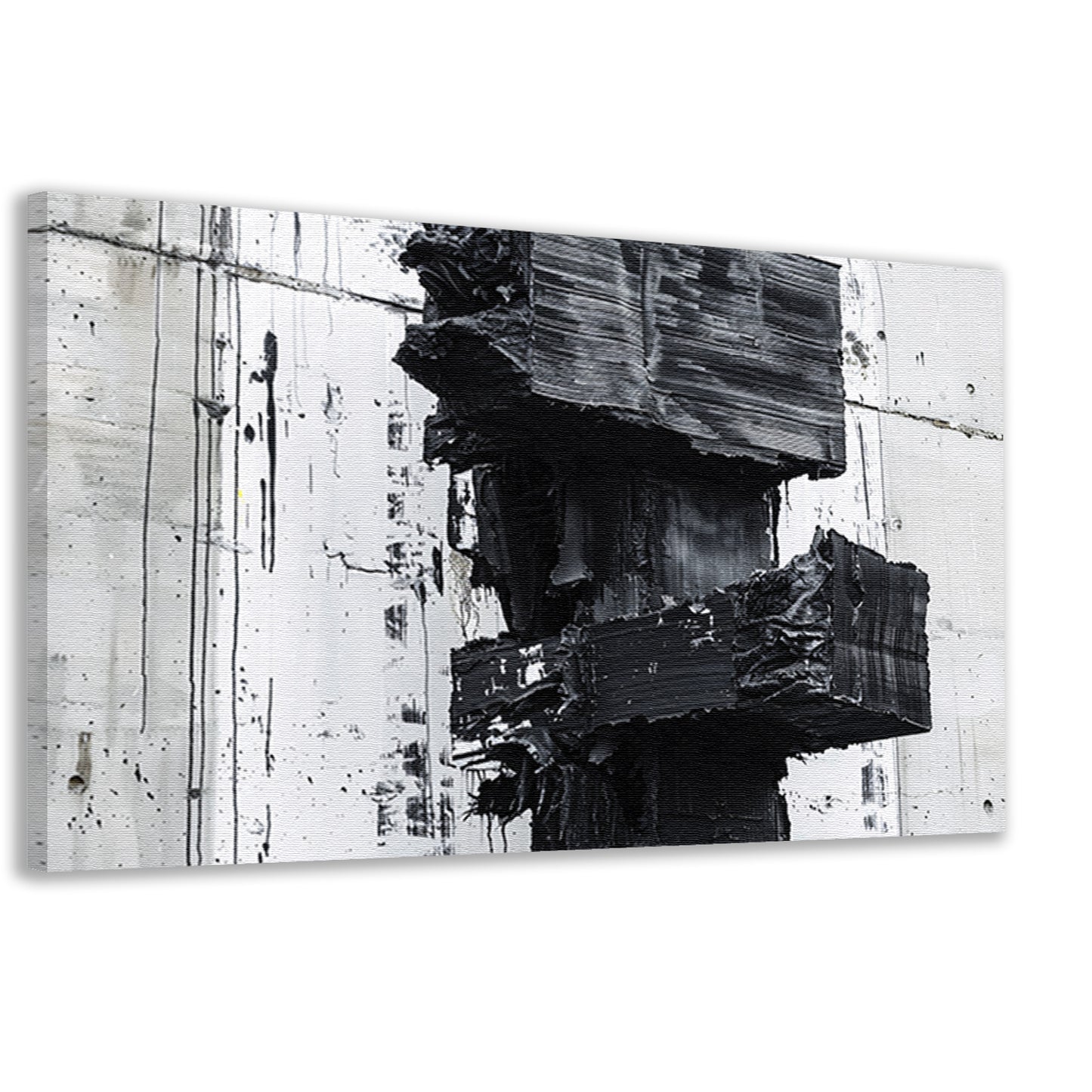 Abstract zwart-wit schilderij met texturen canvas