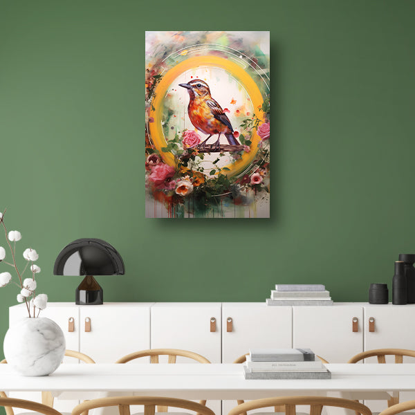 Minimalistische vogel in cirkel canvas