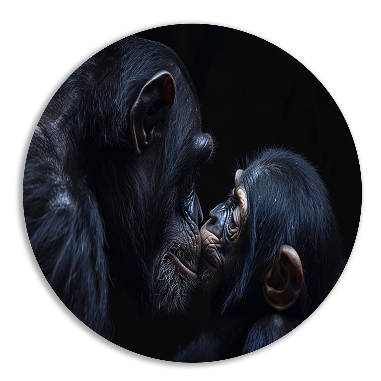 Ontroerend portret van chimpansees in zwart-wit forex muurcirkel