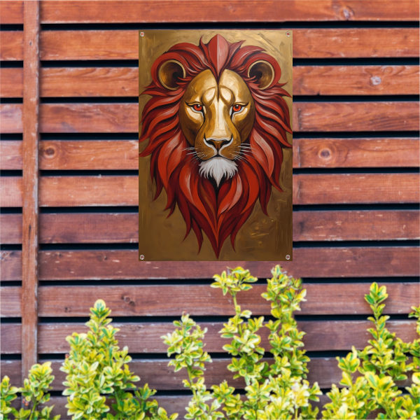 Gouden Leeuw met Rode Manen Schilderij tuinposter