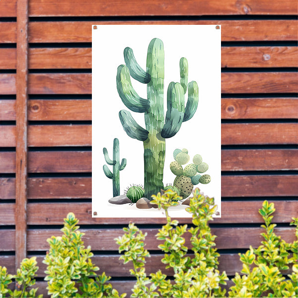 Aquarel schilderij van cactussen in de woestijn tuinposter