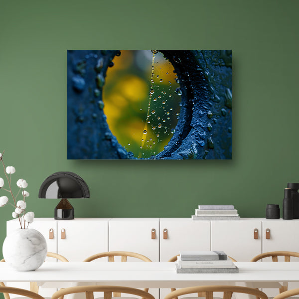 Spinnenweb met dauwdruppels in de ochtendzon acrylglas
