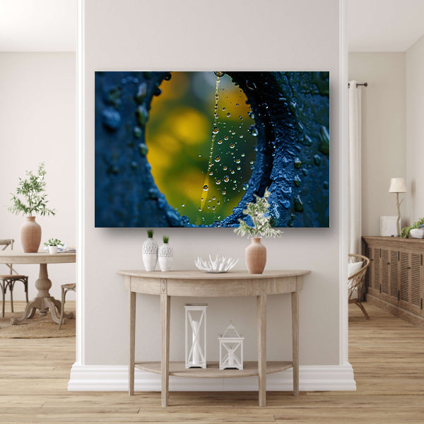 Spinnenweb met dauwdruppels in de ochtendzon acrylglas