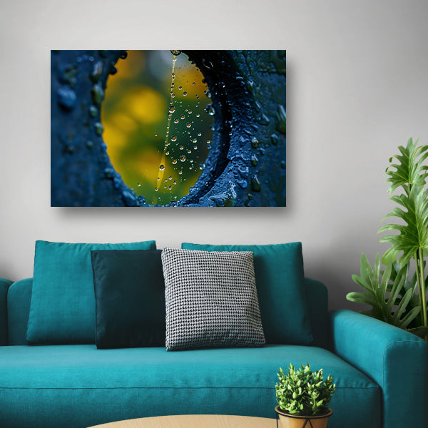 Spinnenweb met dauwdruppels in de ochtendzon acrylglas