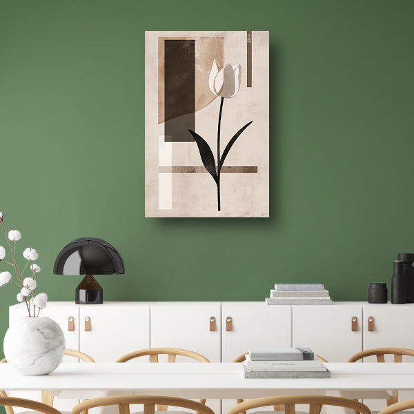 Abstracte Monochroom Tulp op Geometrische Achtergrond canvas