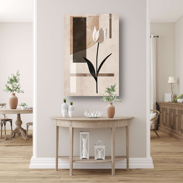 Abstracte Monochroom Tulp op Geometrische Achtergrond canvas