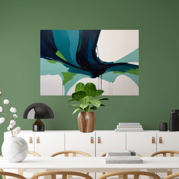 Harmonische Stroom van Moderne Abstractie canvas met baklijst