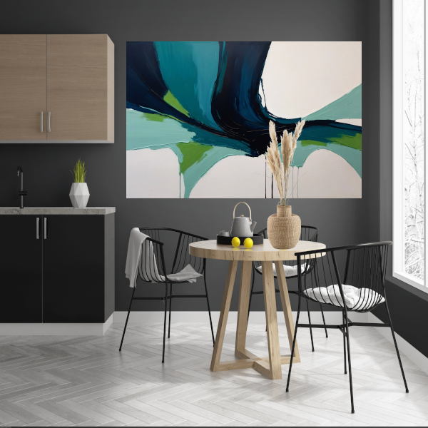 Harmonische Stroom van Moderne Abstractie canvas met baklijst