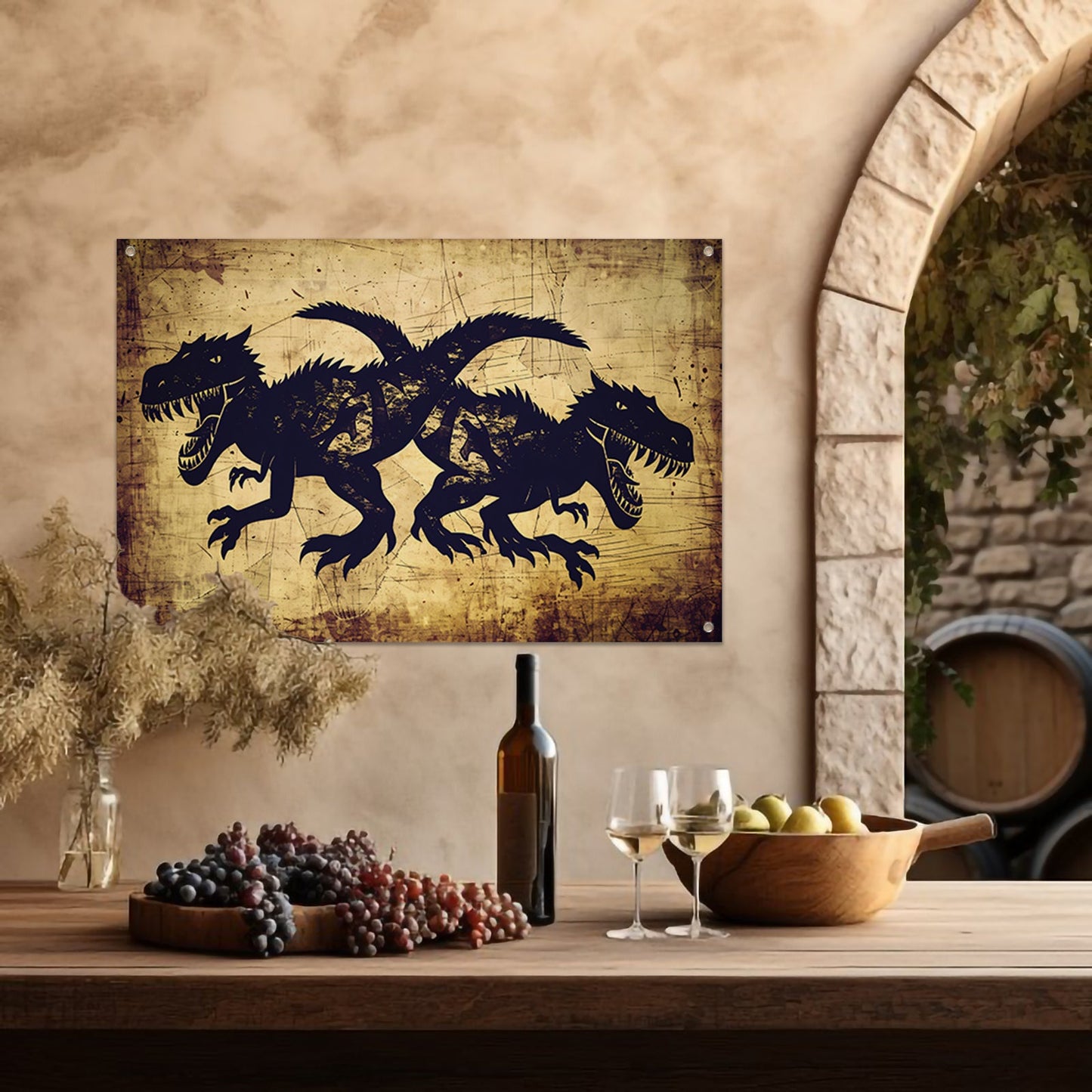 Dinosauriërs in de Nacht tuinposter