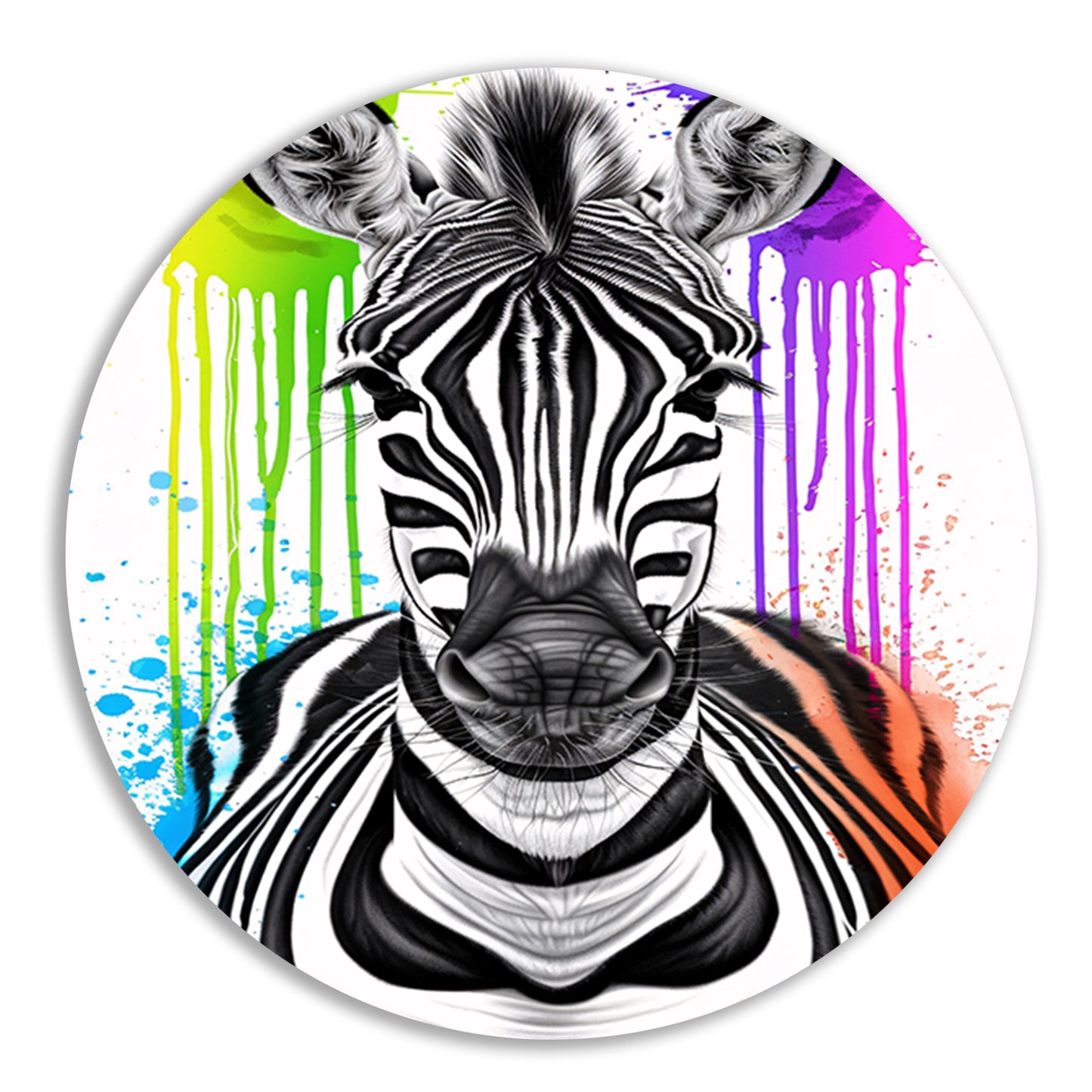 Kleurrijke Zebra Street Art Print aluminium muurcirkel