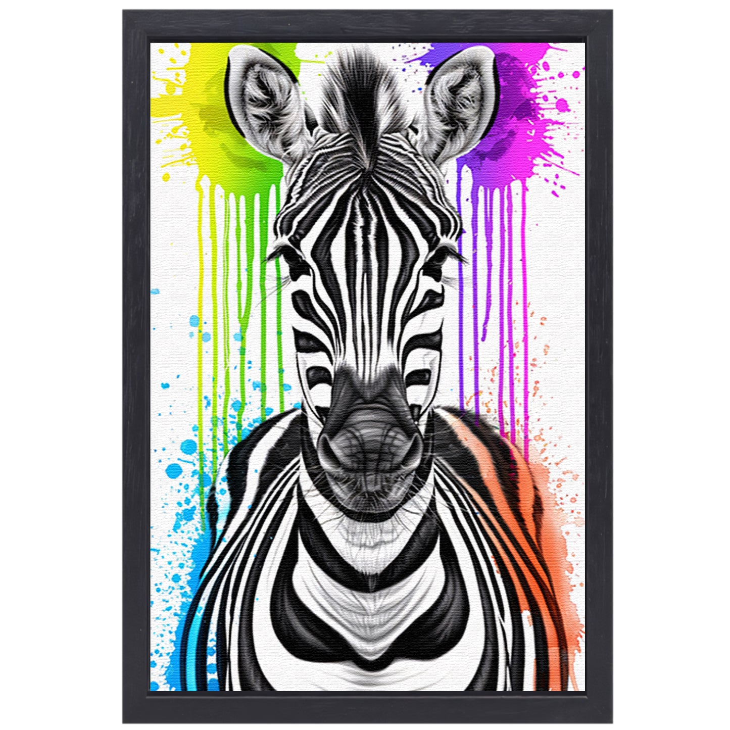 Kleurrijke Zebra Street Art Print canvas met baklijst