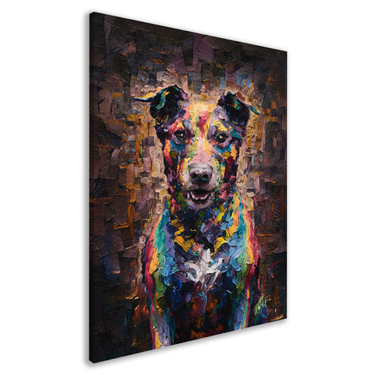 Expressieve kleurrijke hond in moderne kunst canvas