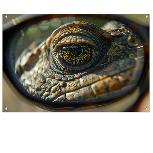Close-up van Reptielenoog tuinposter