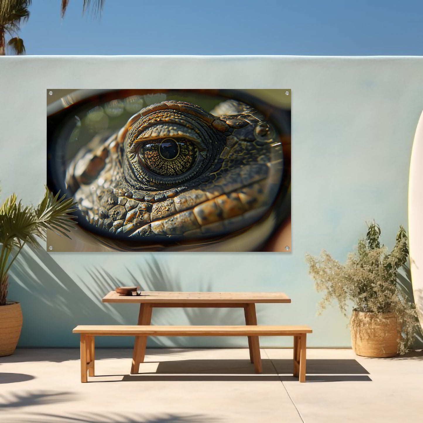 Close-up van Reptielenoog tuinposter